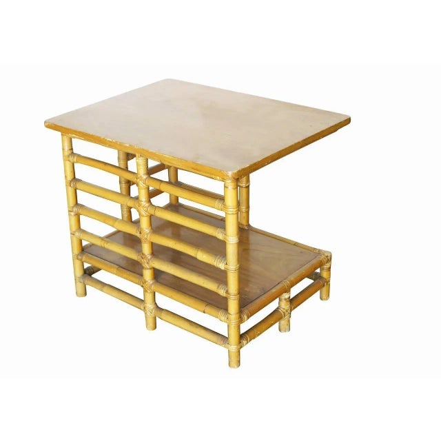 Restored Vintage 1940s Rattan Floating Ladder Side Table - 2