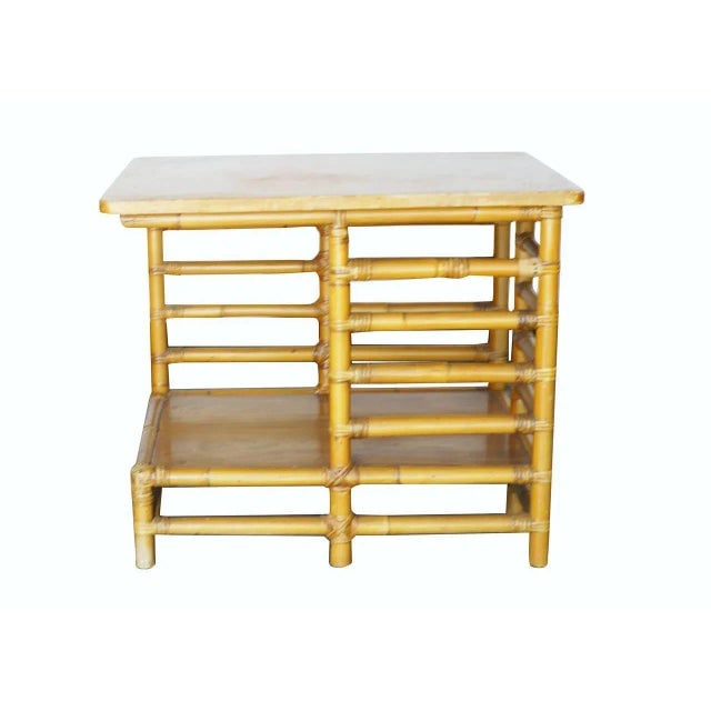Restored Vintage 1940s Rattan Floating Ladder Side Table - 3
