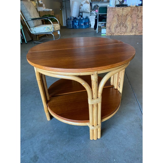 Restored Vintage 1950s "Half-Round" Rattan Side Tables - a Pair - 3