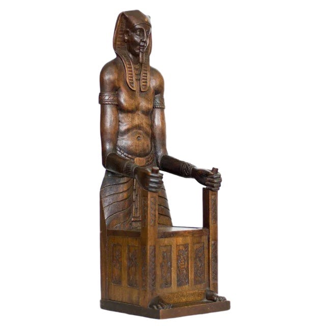 Carved Miniature Egyptian Pharaoh Amenhotep III Throne Jewelry Box (1 of 9)