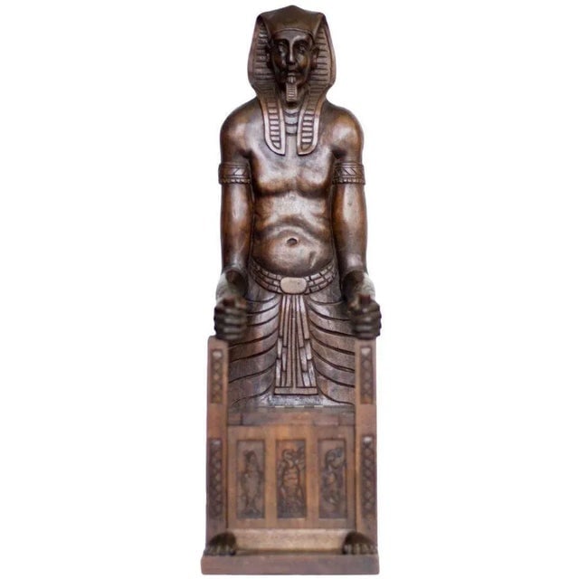 Carved Miniature Egyptian Pharaoh Amenhotep III Throne Jewelry Box - 3