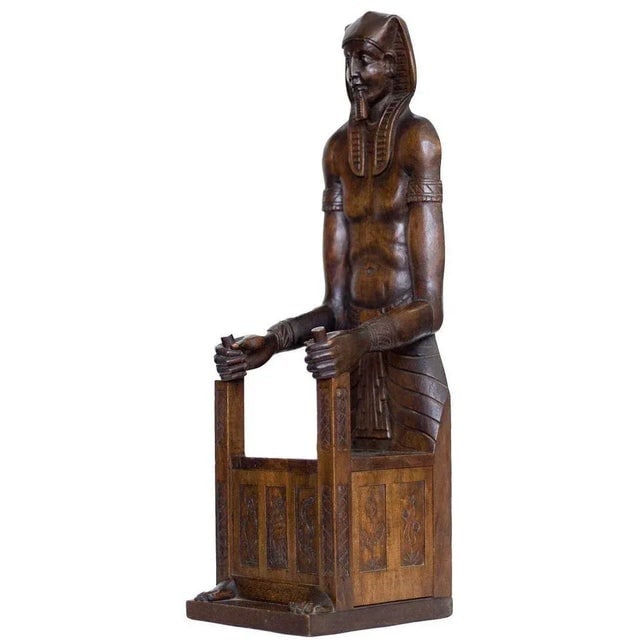 Carved Miniature Egyptian Pharaoh Amenhotep III Throne Jewelry Box - 4