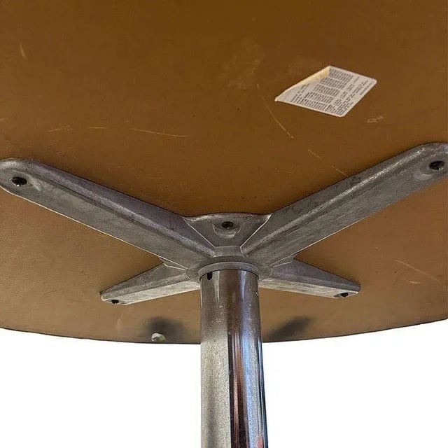 1960s Mid-Century Round Laminate Grey Dining Table w/ Chrome Base by Steelcase - 6
