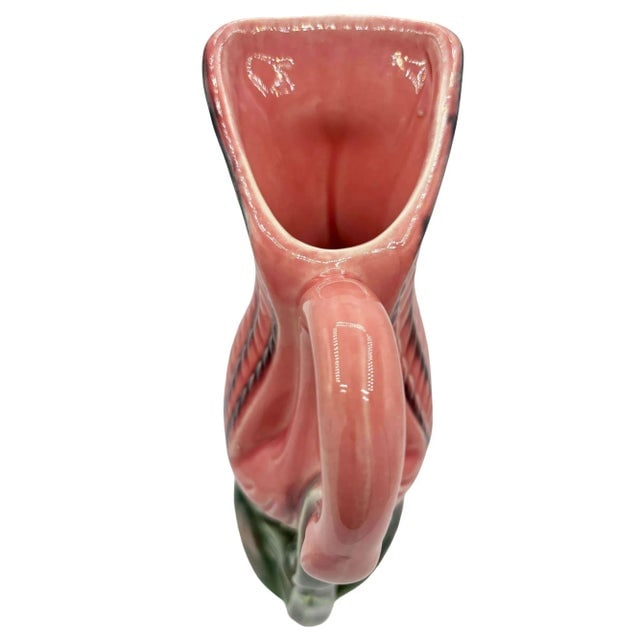 Mid-Century Pink & Green Flamingo Tropical Water Pitcher by Royal Copley - 5