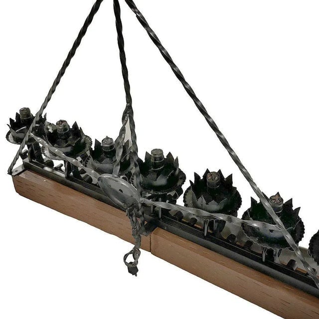 Spanish Revival Wrought Iron 7-Light Wood Beam Grand Wall Sconce - 3