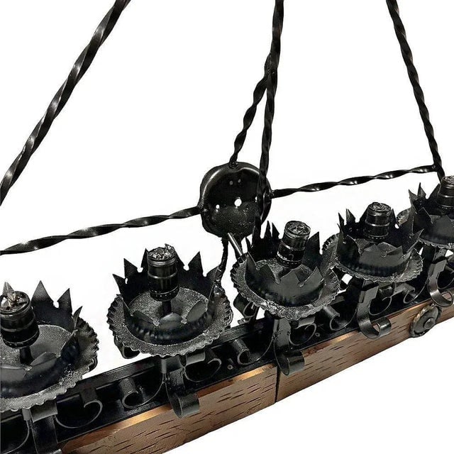 Spanish Revival Wrought Iron 7-Light Wood Beam Grand Wall Sconce - 5