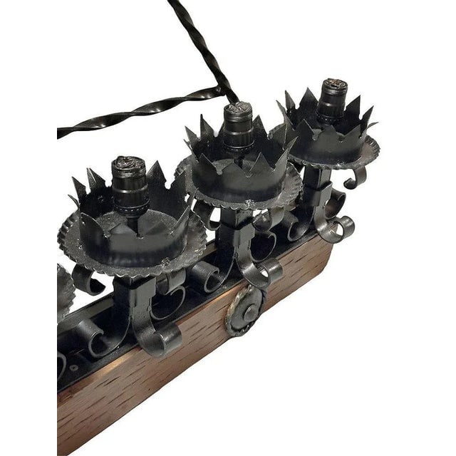 Spanish Revival Wrought Iron 7-Light Wood Beam Grand Wall Sconce - 6