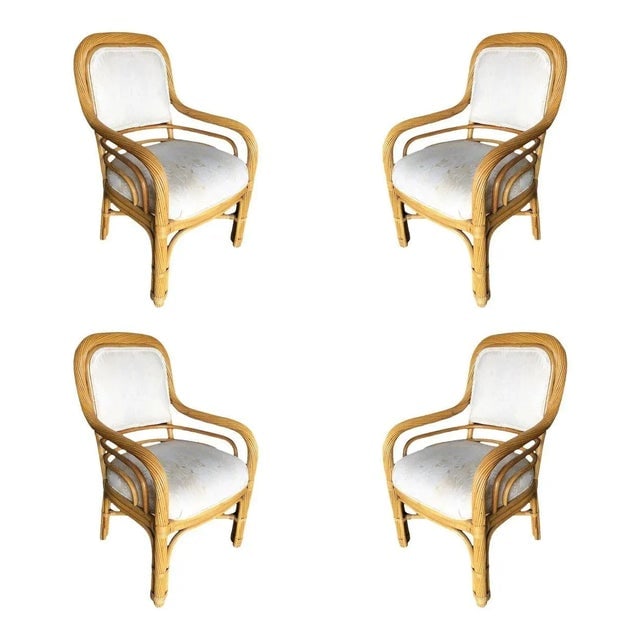Restored Rattan Dining Armchairs With Twisted Rattan Arms, Set of 4 - 10
