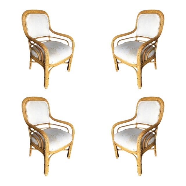 Restored Rattan Dining Armchairs With Twisted Rattan Arms, Set of 4 (1 of 10)