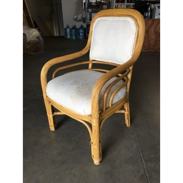 Restored Rattan Dining Armchairs With Twisted Rattan Arms, Set of 4 - 2