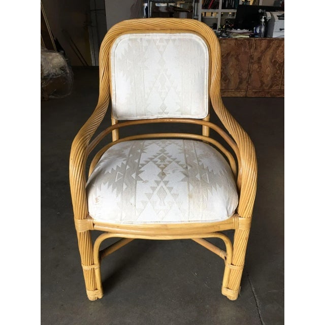 Restored Rattan Dining Armchairs With Twisted Rattan Arms, Set of 4 - 3