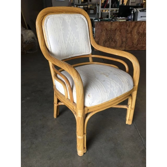 Restored Rattan Dining Armchairs With Twisted Rattan Arms, Set of 4 - 4