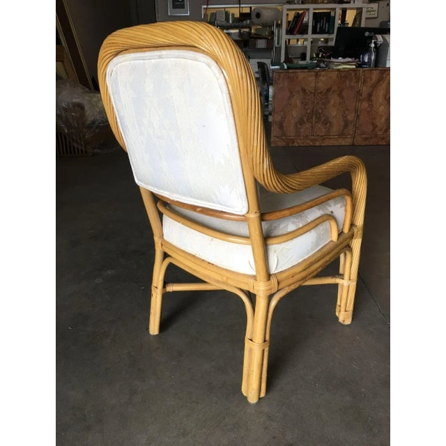 Restored Rattan Dining Armchairs With Twisted Rattan Arms, Set of 4 - 5