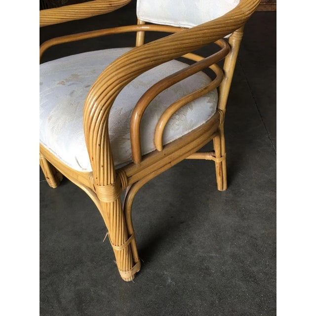 Restored Rattan Dining Armchairs With Twisted Rattan Arms, Set of 4 - 8