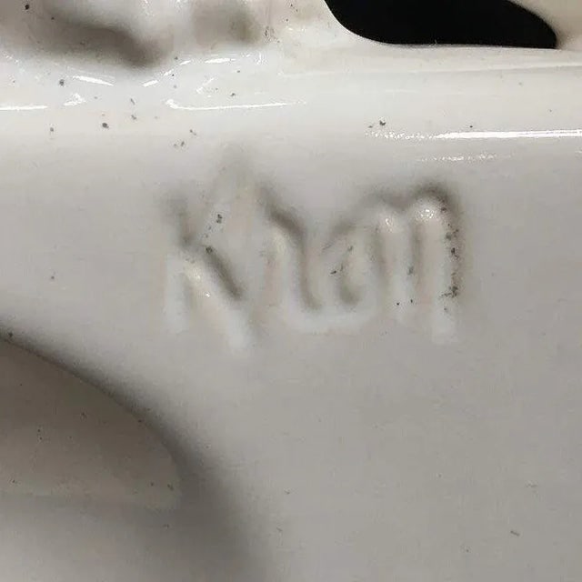 White Ceramic "Sportsman Panther" Tv Lamp Signed Kron, 1955 - 8