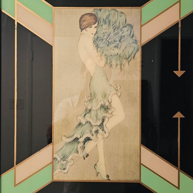 1920s Art Deco Flapper Fashion Illustration "Tanz" Prints Frames by Vala Moro, Pair - 3