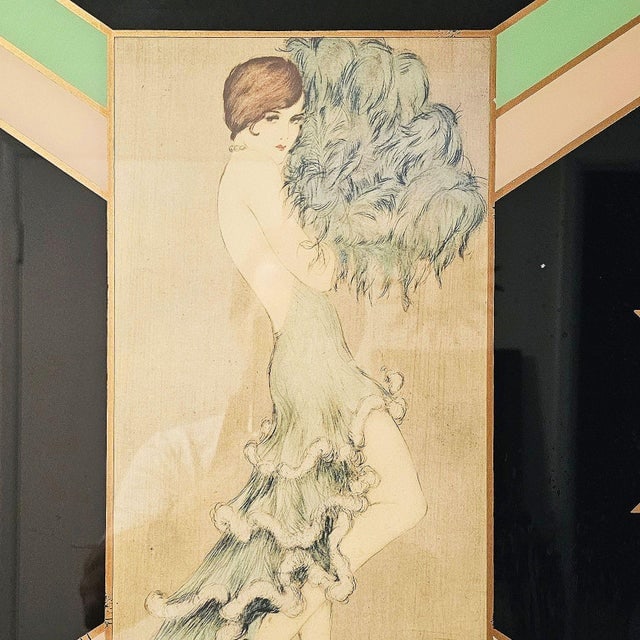 1920s Art Deco Flapper Fashion Illustration "Tanz" Prints Frames by Vala Moro, Pair - 4