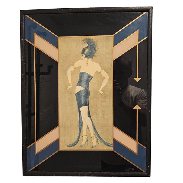 1920s Art Deco Flapper Fashion Illustration "Tanz" Prints Frames by Vala Moro, Pair - 6
