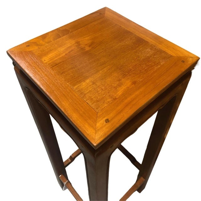 Ming Style Carved Oak Rectangular Incense Plant Stand - 2