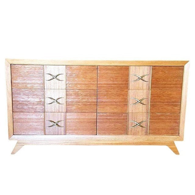 1940s Restored Mid-Century Paul Frankl Combed Wood Chest of Drawers for Brown Saltman, Attributed - 2