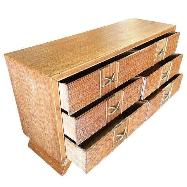 1940s Restored Mid-Century Paul Frankl Combed Wood Chest of Drawers for Brown Saltman, Attributed - 4