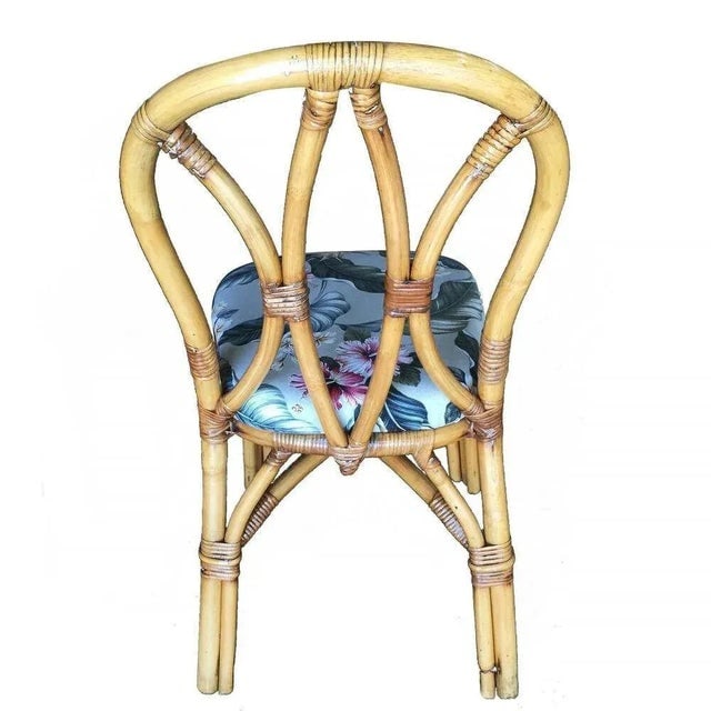 1950s Restored Rattan Dining Side Chair With "Hour Glass" Back- Set of 4 - 4