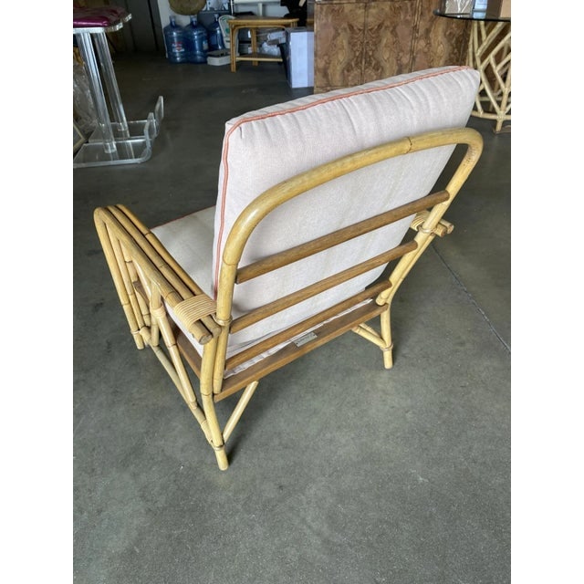 Rare Restored "1949er" Rattan 3-Strand X-Arm Lounge Chair for Ficks & Reed Set of Four - 7