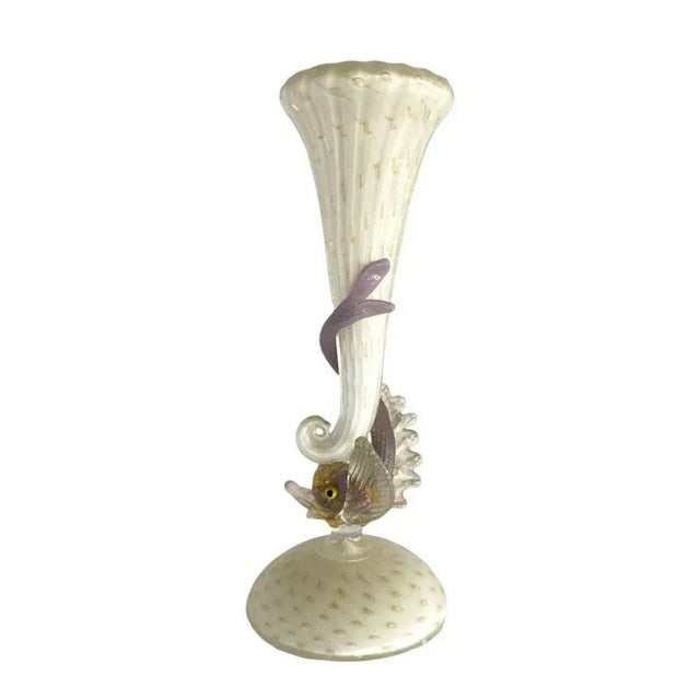Mid-Century Venetian Murano Glass Dolphin Vase by Salviati - 2