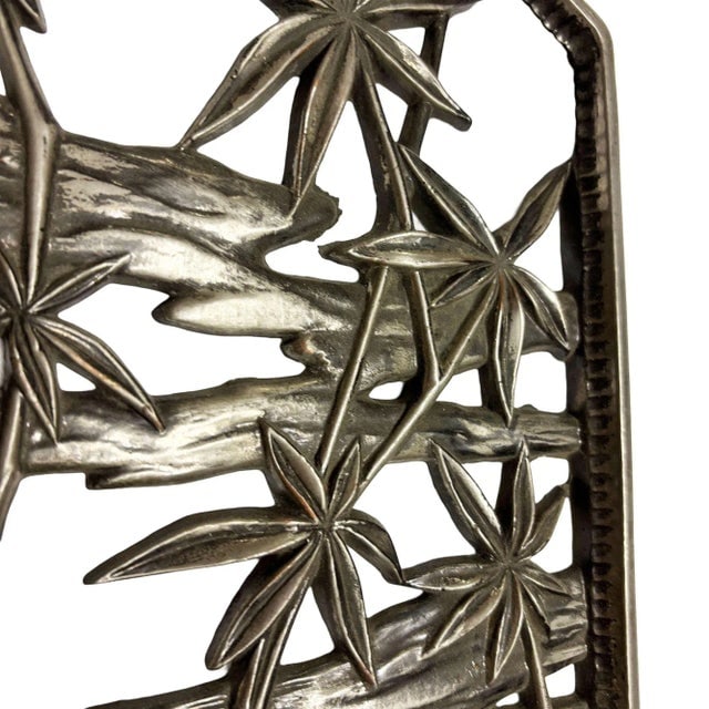 Mid-Century Tropical Cranes in Water Scene Metal Wall Scupture by Syroco - 7