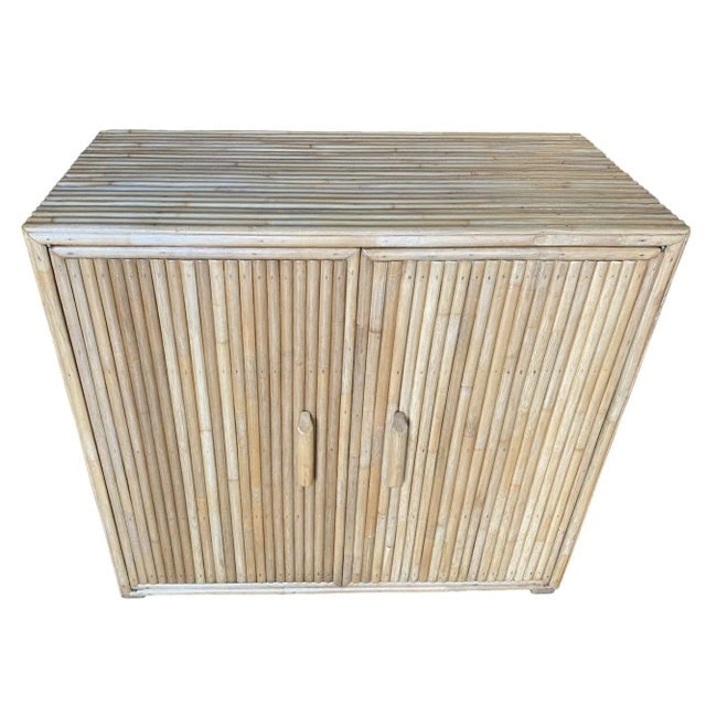Restored Vintage 1950s Vertically Stacked Rattan Lowboy Cabinet - 2