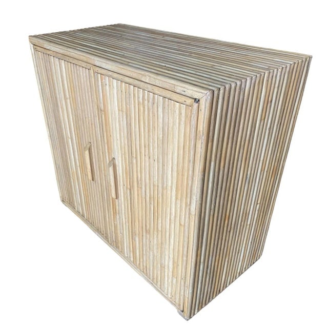 Restored Vintage 1950s Vertically Stacked Rattan Lowboy Cabinet - 3
