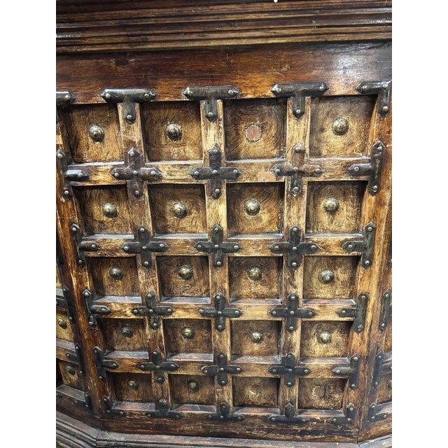 1940s Mexican Colonial Style Rustic Bar With Iron Strapwork & Carved Columns - 7