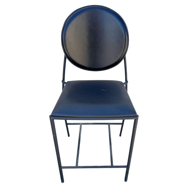 1990s Dakota Jackson Memphis Style "Vik-Ter" Black Leather Counter Stool - 2