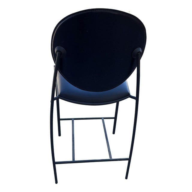 1990s Dakota Jackson Memphis Style "Vik-Ter" Black Leather Counter Stool - 5