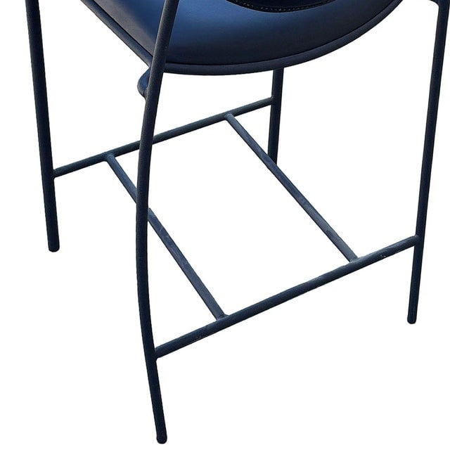 1990s Dakota Jackson Memphis Style "Vik-Ter" Black Leather Counter Stool - 8