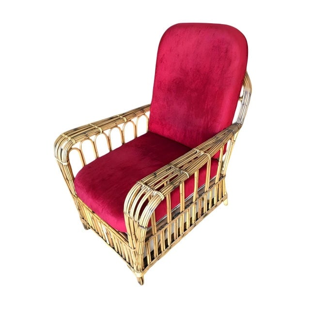 Restored Vintage Art Deco "President's" High Stand Stick Rattan Lounge Chair - 2