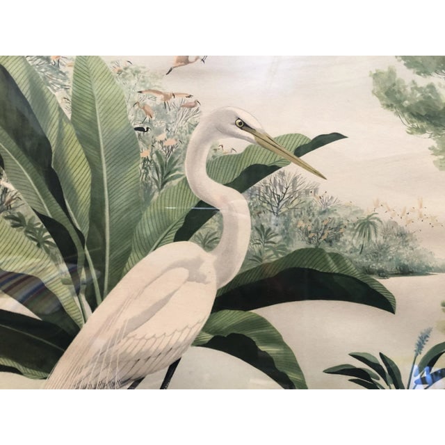 1940s Post-War Tropical Cranes Print in Original Frame - 4