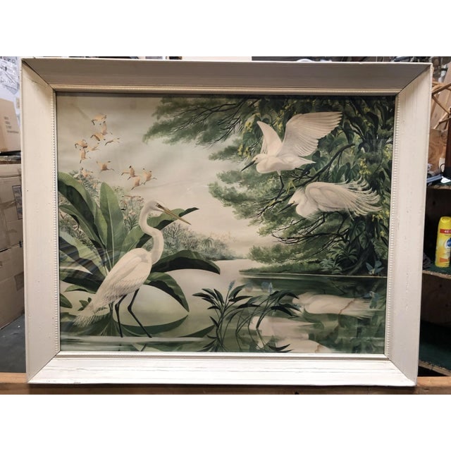 1940s Post-War Tropical Cranes Print in Original Frame - 6