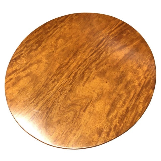 Restored Vintage Round Rattan Coffee Table With Mahogany Top - 8