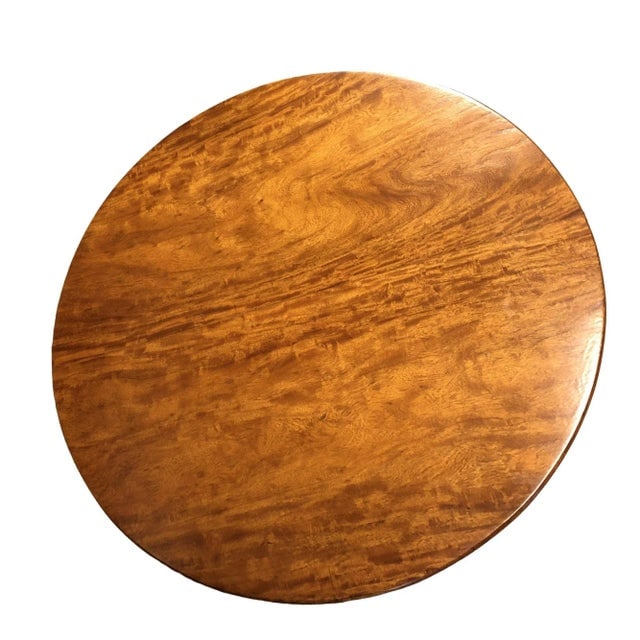 Restored Vintage Round Rattan Coffee Table With Mahogany Top - 9