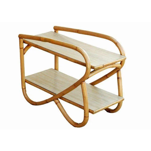 Restored Rattan Side Table with Two-Tier Formica Tops, pair - 4