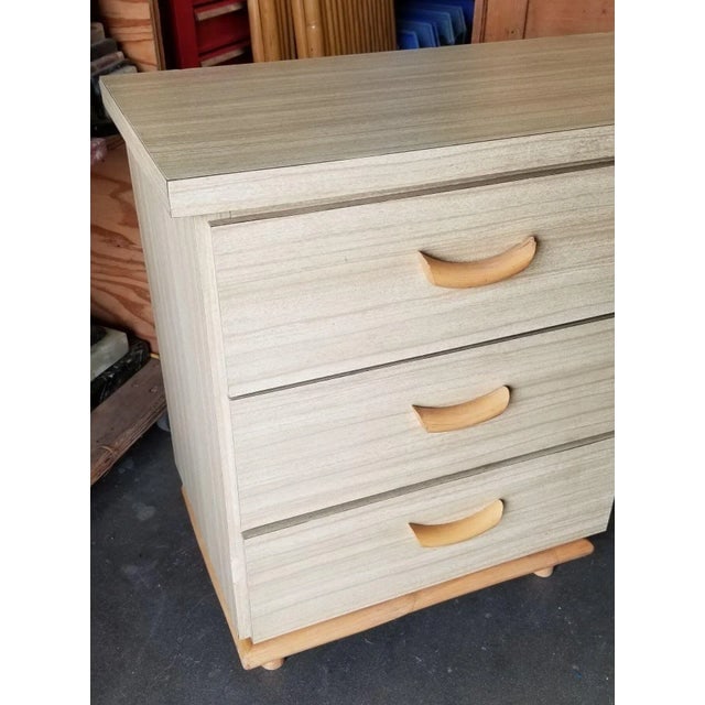 Restored Rattan and Formica Desk With Drawers and Hourglass Rattan Sides - 3