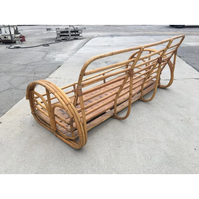 Restored Vintage "Floral Rose" Arm Rattan 3-Strand 3-Seater Sofa With Scoop Base - 2