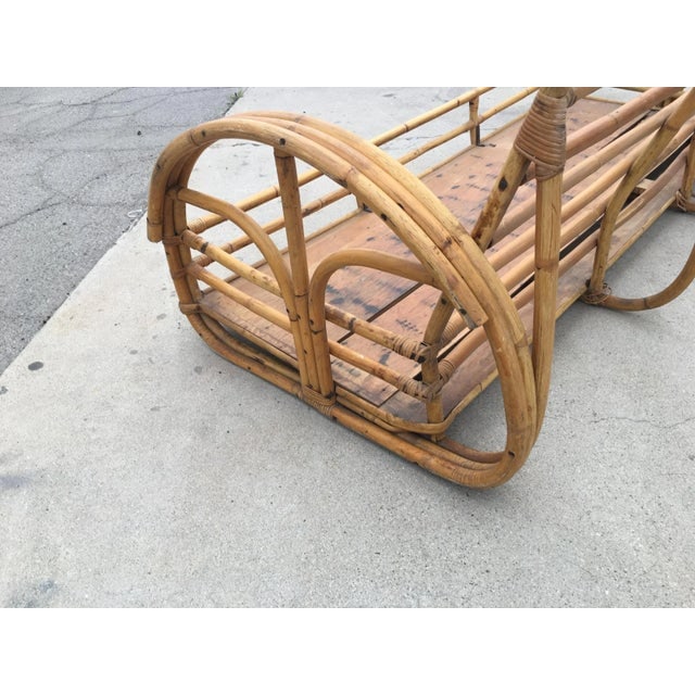 Restored Vintage "Floral Rose" Arm Rattan 3-Strand 3-Seater Sofa With Scoop Base - 3