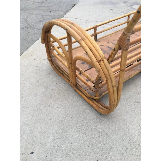 Restored Vintage "Floral Rose" Arm Rattan 3-Strand 3-Seater Sofa With Scoop Base - 4