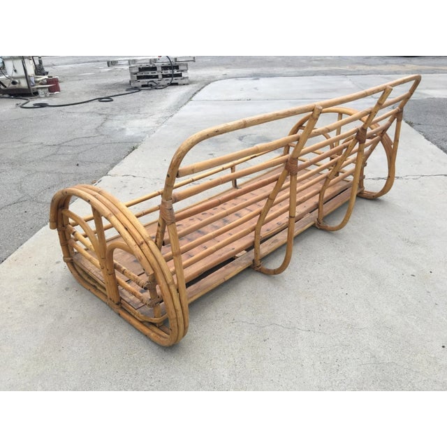 Restored Vintage "Floral Rose" Arm Rattan 3-Strand 3-Seater Sofa With Scoop Base - 7