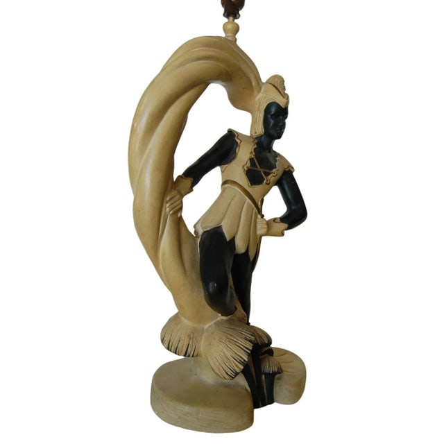 Saxon Crusader Robin Hood Chalkware Sculpture Continental Table Lamp, Pair - 4