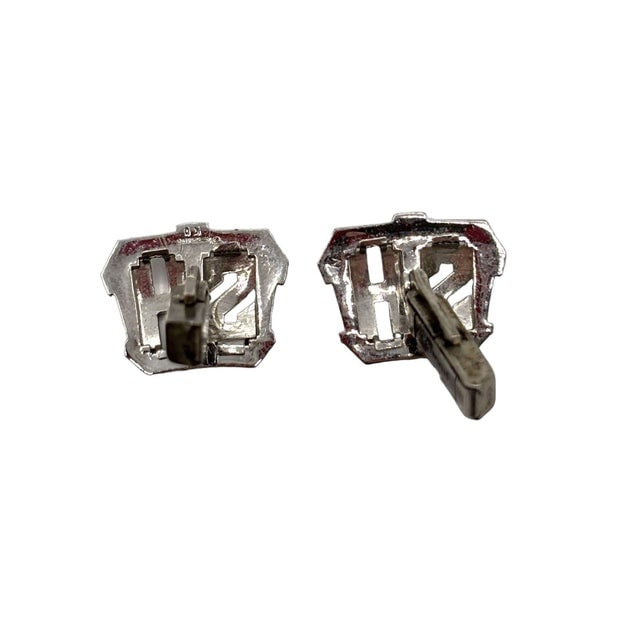 Modern Sterling Silver & Marcasite Cufflinks W/ "Hs" Mono by Kimmler & Daniel - 5