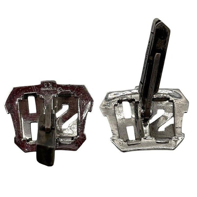 Modern Sterling Silver & Marcasite Cufflinks W/ "Hs" Mono by Kimmler & Daniel - 7