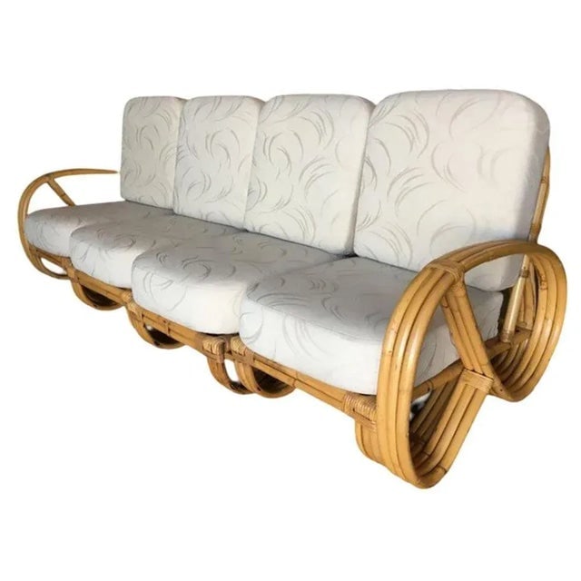 Restored 3 Strand 3/4 Round Pretzel 4 Seat Sectional Sofa - 3
